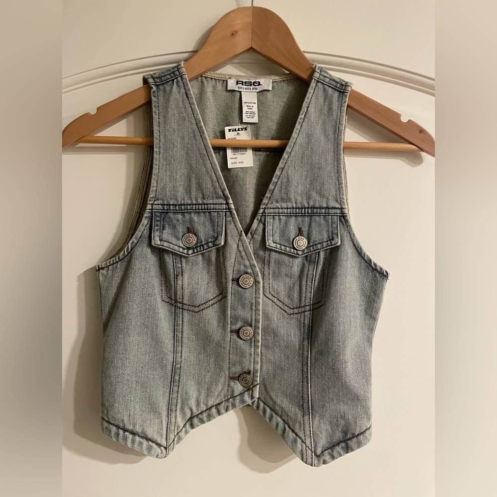RSQ Light Blue Denim Vest NEW